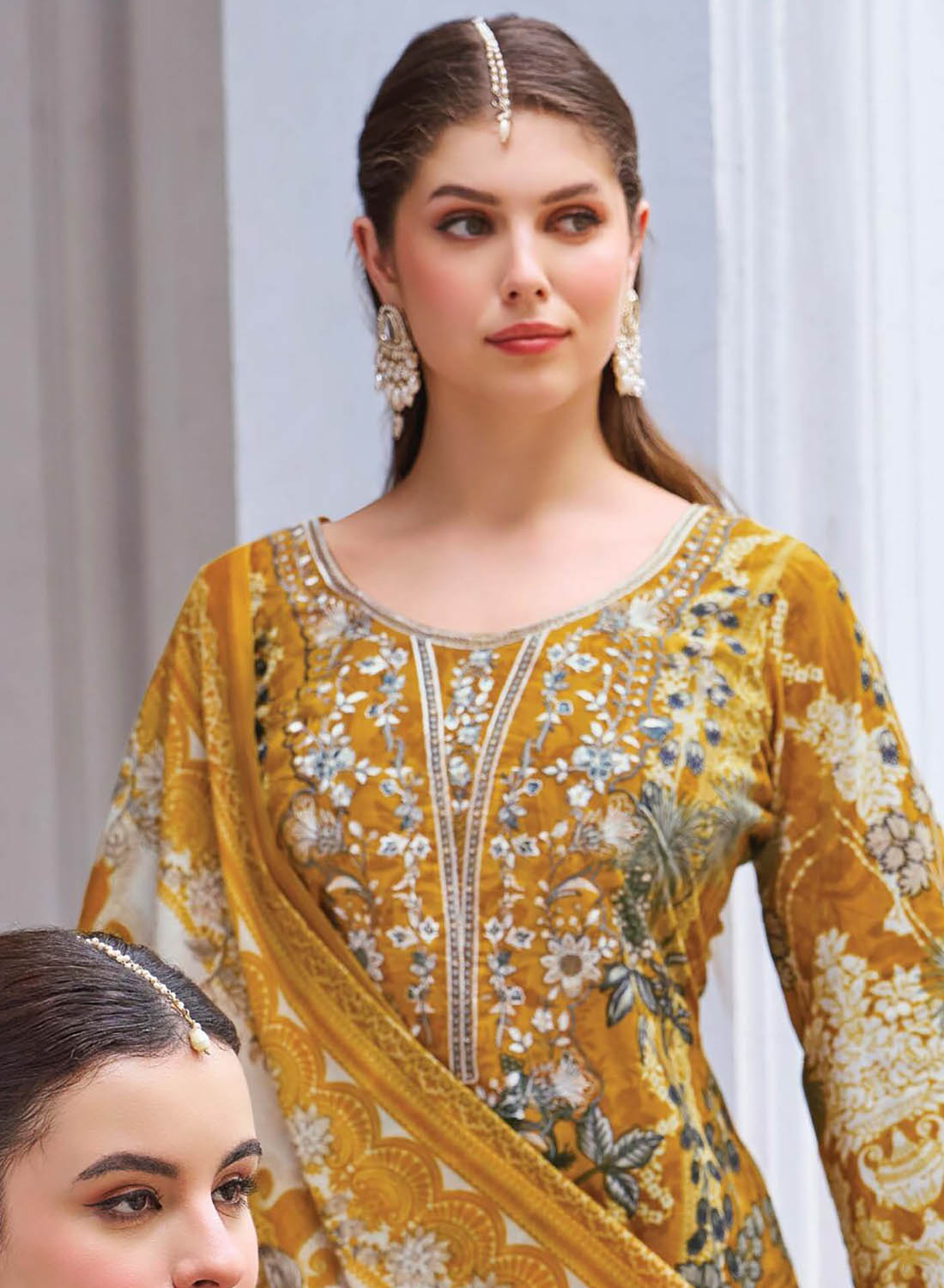 Pakistani Print Unstitched Pure Cotton Salwar Suit Material with Embroidery