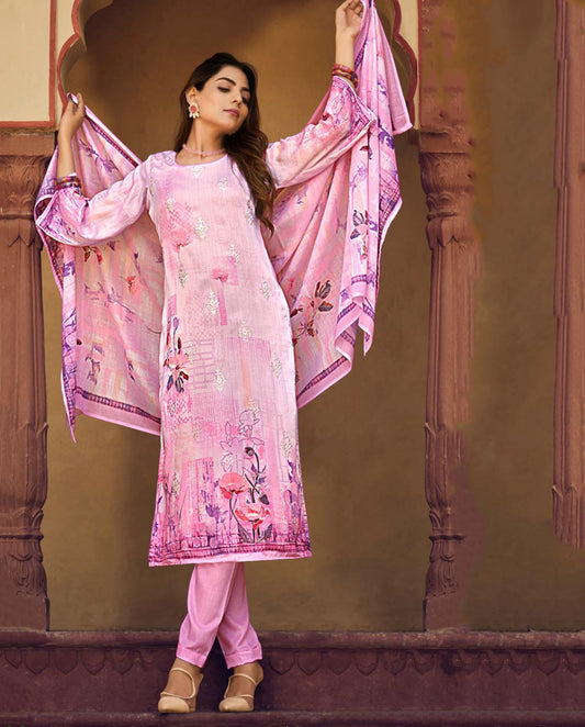 Belliza Unstitched Embroidered Ladies Cotton Suit Fabric Belliza