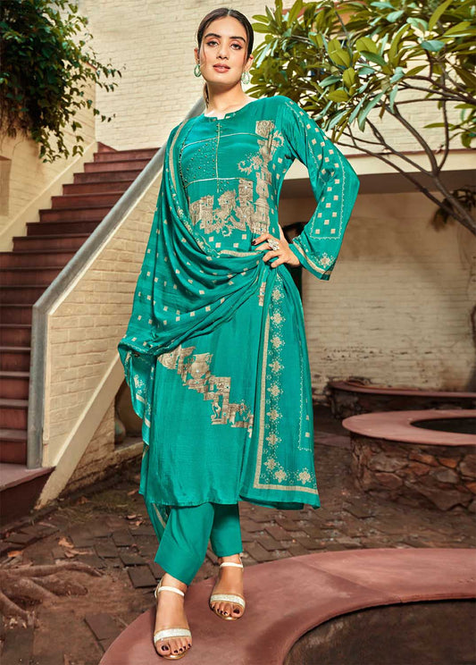 Party Wear Pure Muslin Unstitched Salwar Suit Material for Women