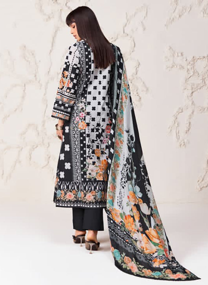 Party Wear Pure Cotton Black Unstitched Suit Material for Women