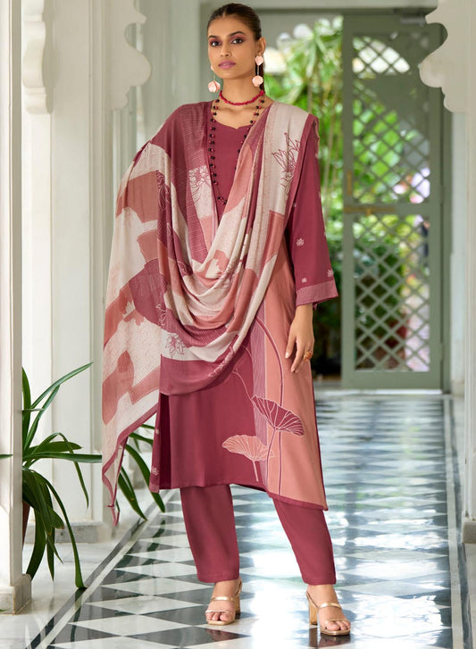 Women Unstitched Winter Woolen Salwar Suit Material with Shawl Dupatta