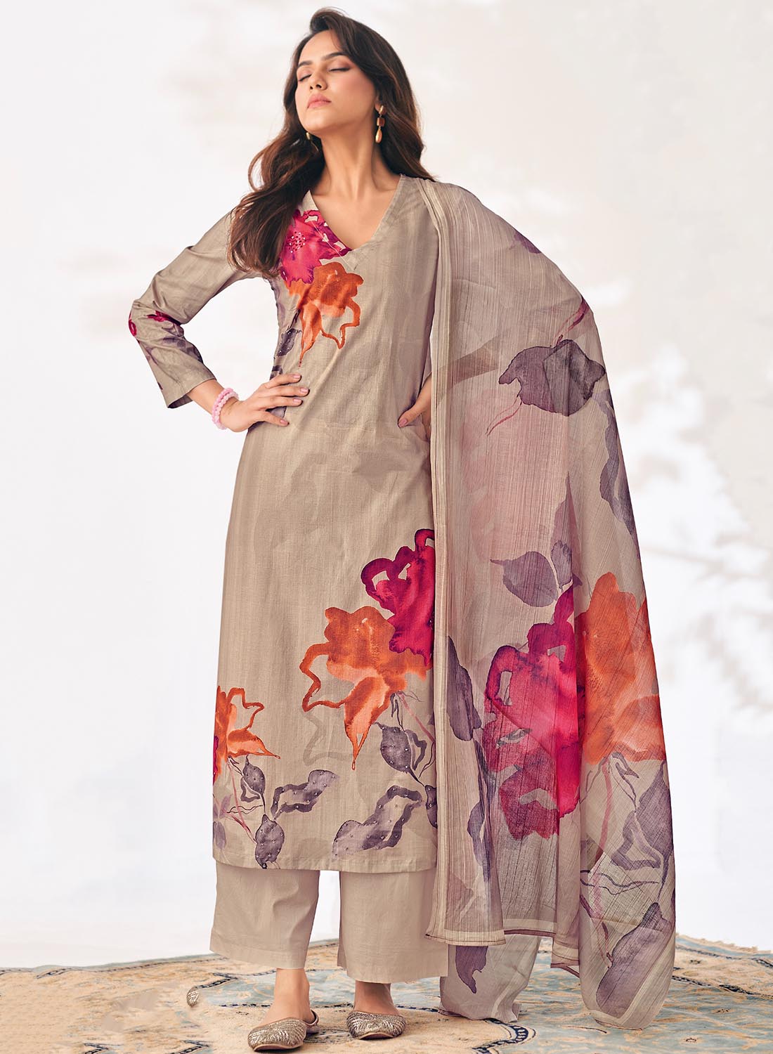 Women Pure Cotton Lawn Printed Unstitched Suit Dress Material