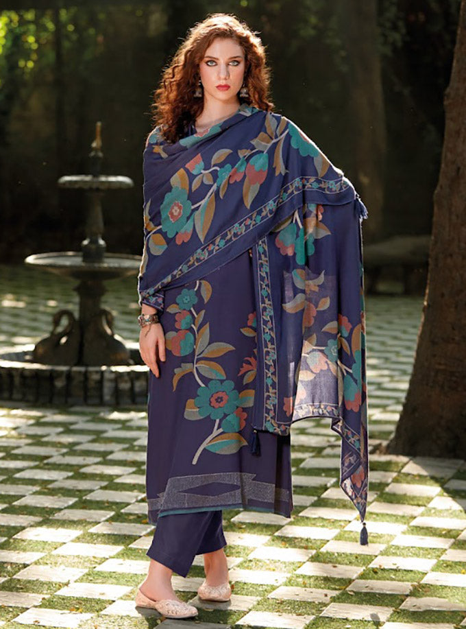 Women Unstitched Pashmina Winter Suit Dress Material with Fancy Embroidery