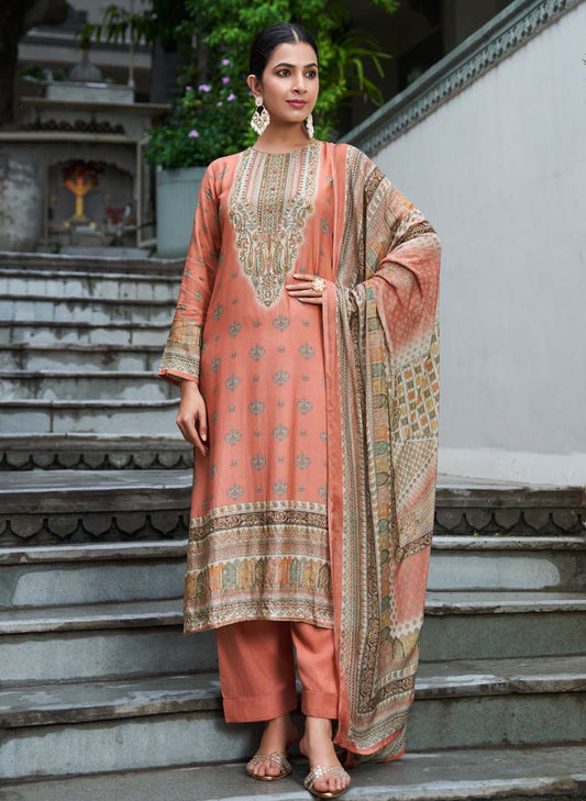 Party Wear Pure Muslin Unstitched Suit Dress Material for Women