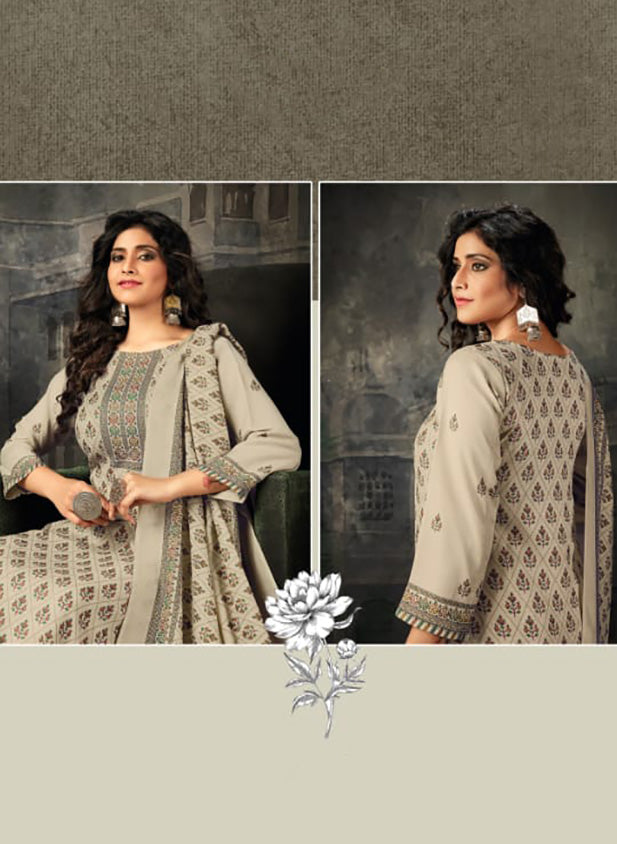 Rivaa Cream Pure Cotton Unstitched Salwar Suit Material for Women Rivaa