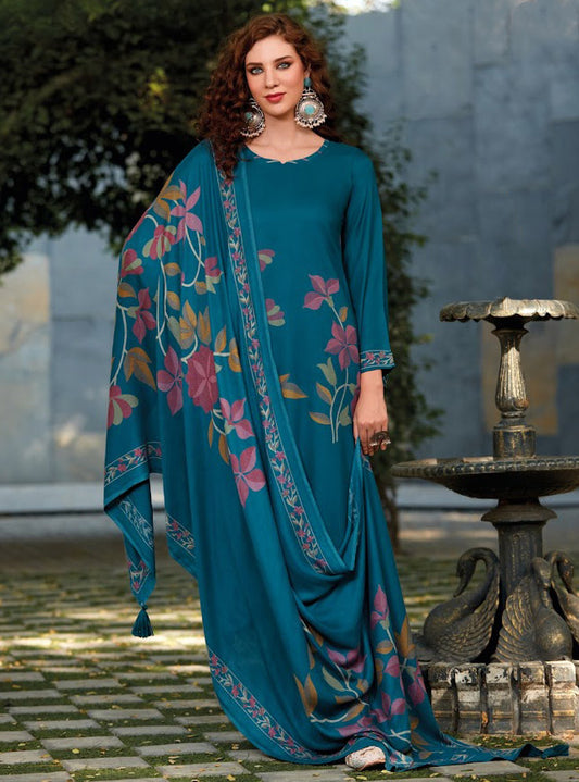 Women Unstitched Pashmina Winter Suit Dress Material with Fancy Embroidery