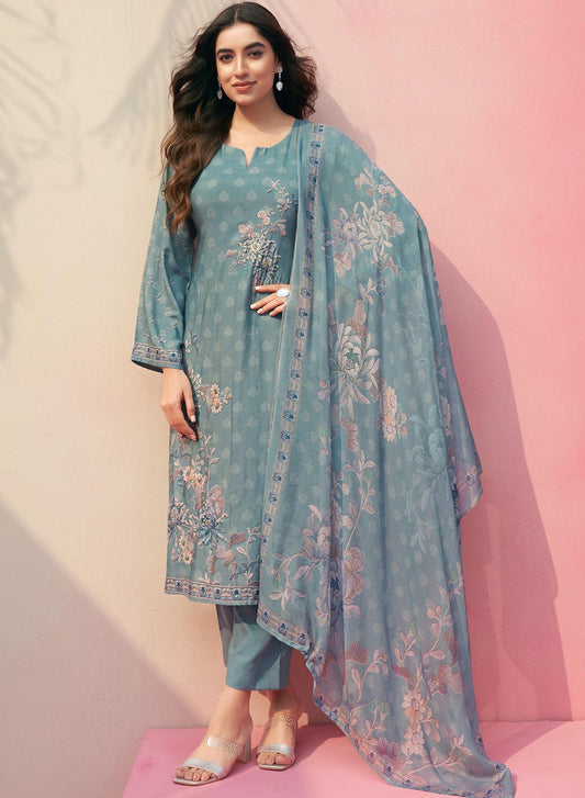 Pure Muslin Printed Unstitched Salwar Suit Material for Women