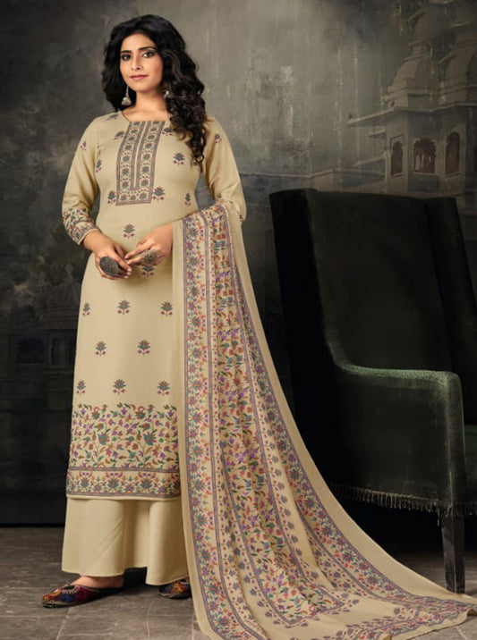 Rivaa Cream Pure Cotton Unstitched Salwar Suit Material for Ladies Rivaa