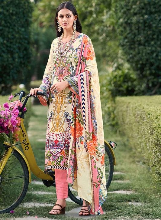 Pure Cambric Cotton Pakistani Print Unstitched Suit Dress Material