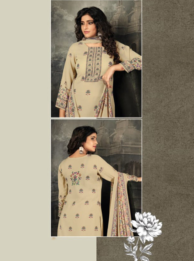 Rivaa Cream Pure Cotton Unstitched Salwar Suit Material for Ladies Rivaa