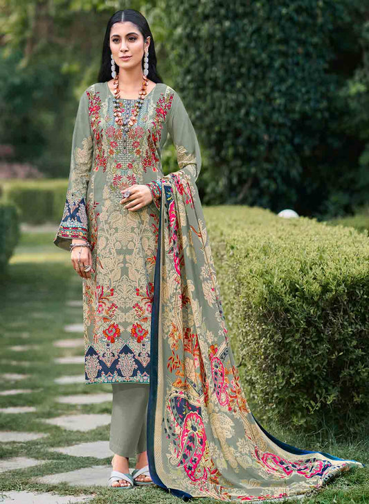 Pure Cambric Cotton Pakistani Print Unstitched Suit Set for Women