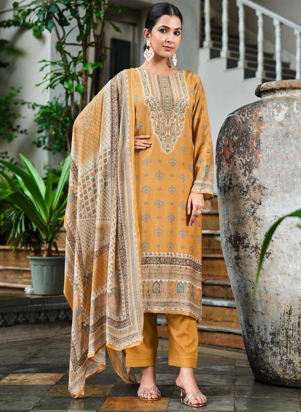 Pure Muslin Party Wear Unstitched Suit Set Dress Material for Women