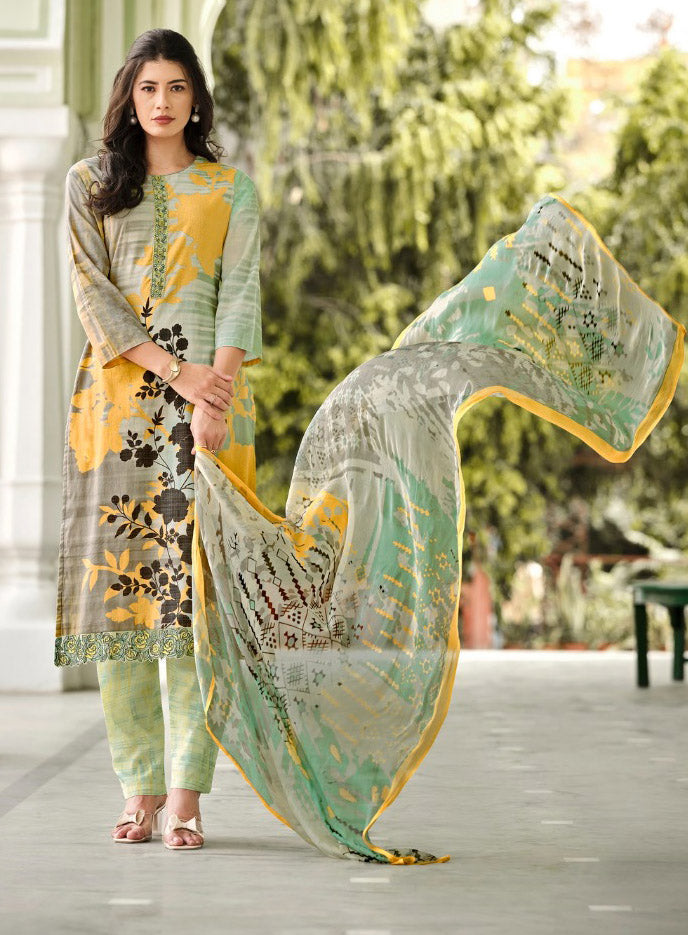 Simar Pure Lawn Cotton Unstitched Suit Material for Ladies