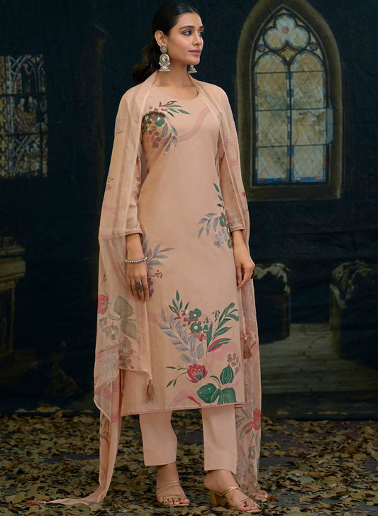 Pure Lawn Cotton Unstitched Suit Dress Material with Chiffon Dupatta