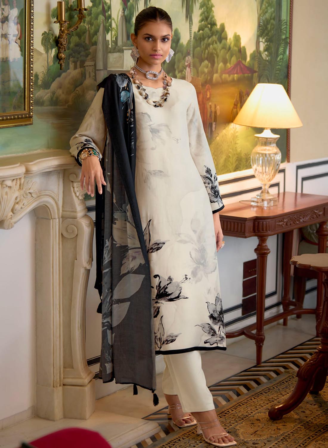 Pure Viscose Muslin Unstitched Salwar Suit Material for Women