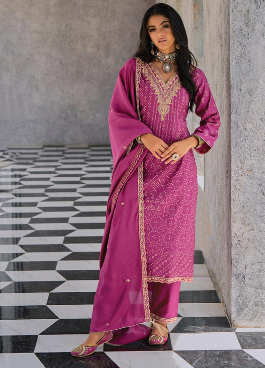Pure Muslin with Heavy Embroidery Women Suit Dress Material Pink