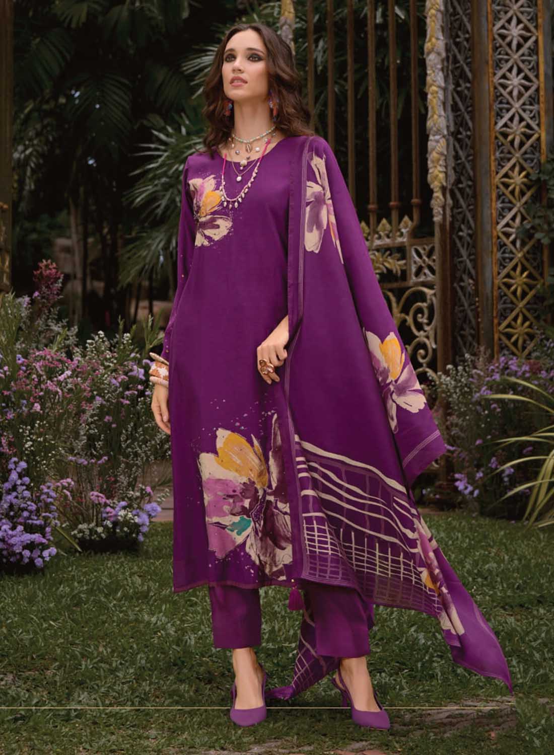 Pure Muslin Unstitched Suit Dress Material with Dupatta for Women