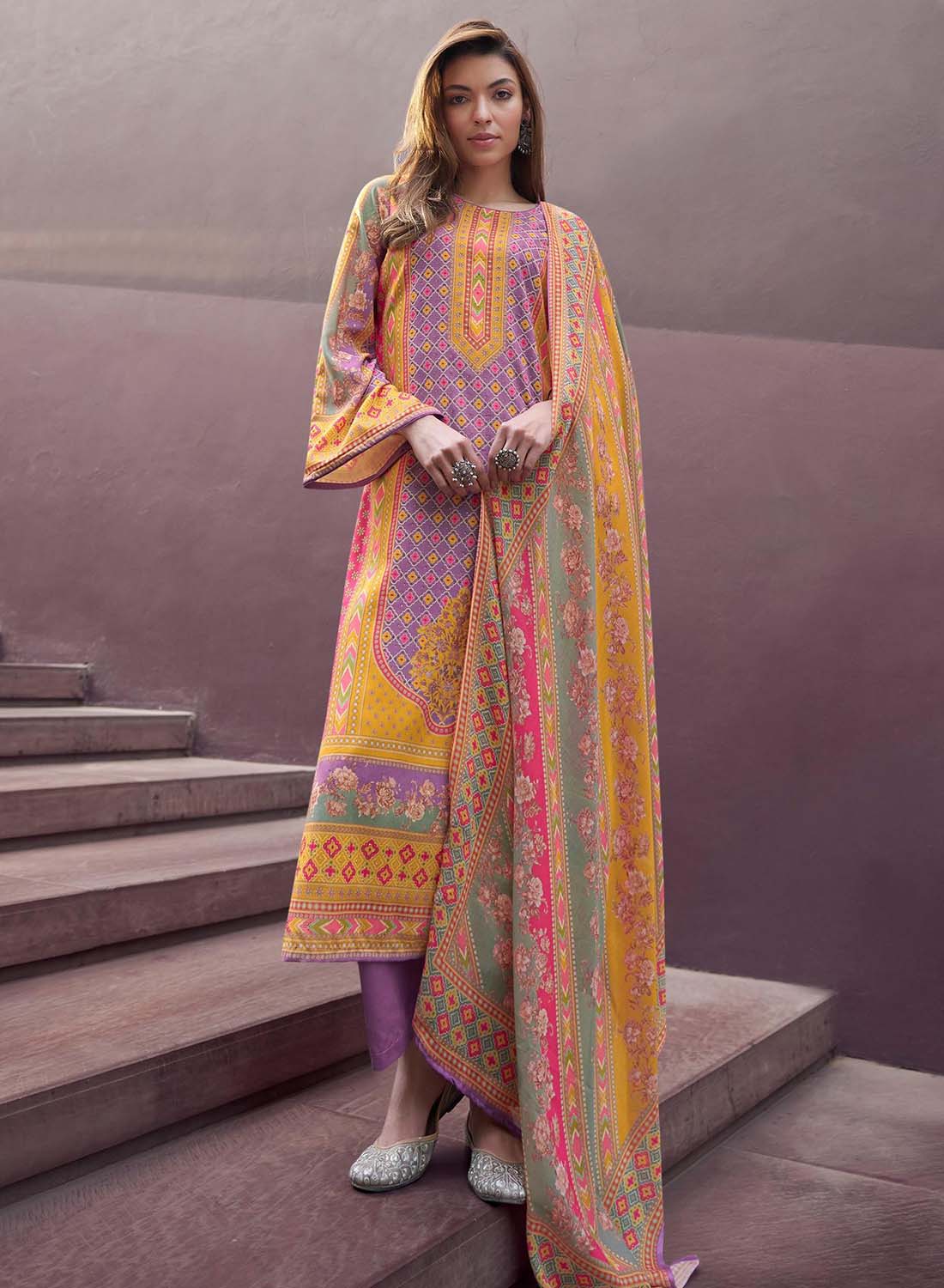 Mumtaz Arts Lawn Cotton Printed Unstitched Suit Material with Dupatta