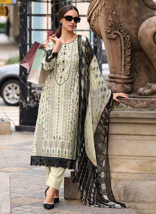 Kilory Unstitched Pure Lawn Cotton Suit Dress Material for Women