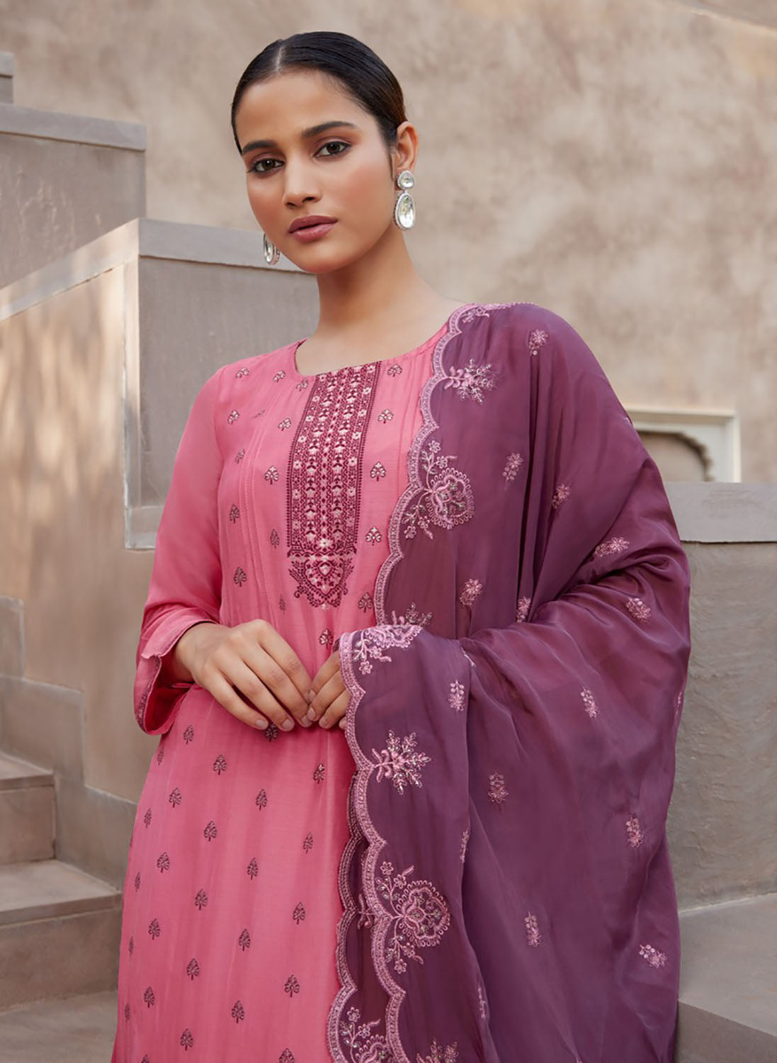 Party Wear Silk Jacquard Unstitched Salwar Suit Materials for Women Reyna