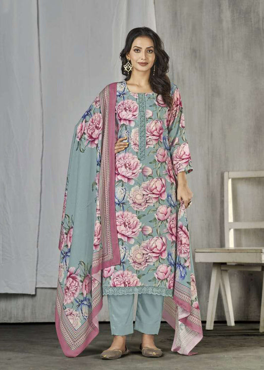 Rivaa Unstitched Pashmina Winter Suit Material Fabric for Women