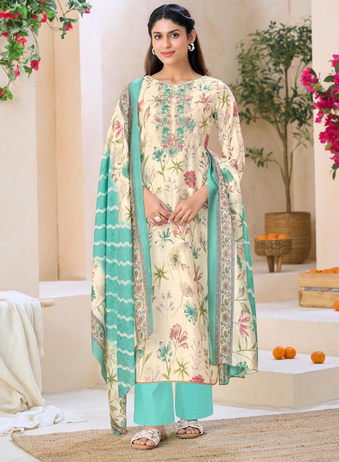 Latest Party Wear Modal Silk Unstitched Suit Material for Women