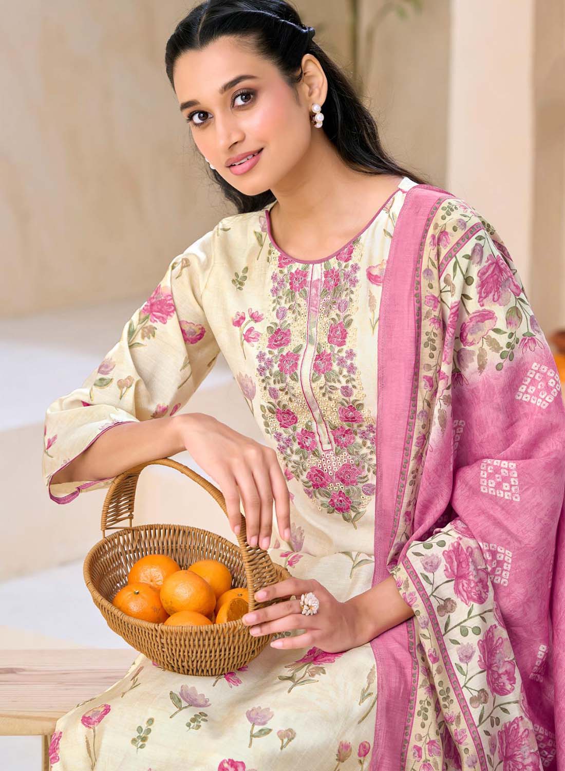 Elegant Party Wear Modal Silk Unstitched Suit Material for Women
