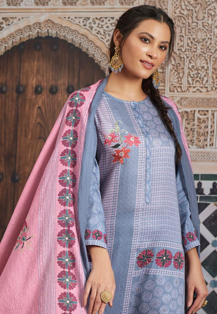 Sahiba Pure Cotton Satin Salwar Suit Dress Material for Women