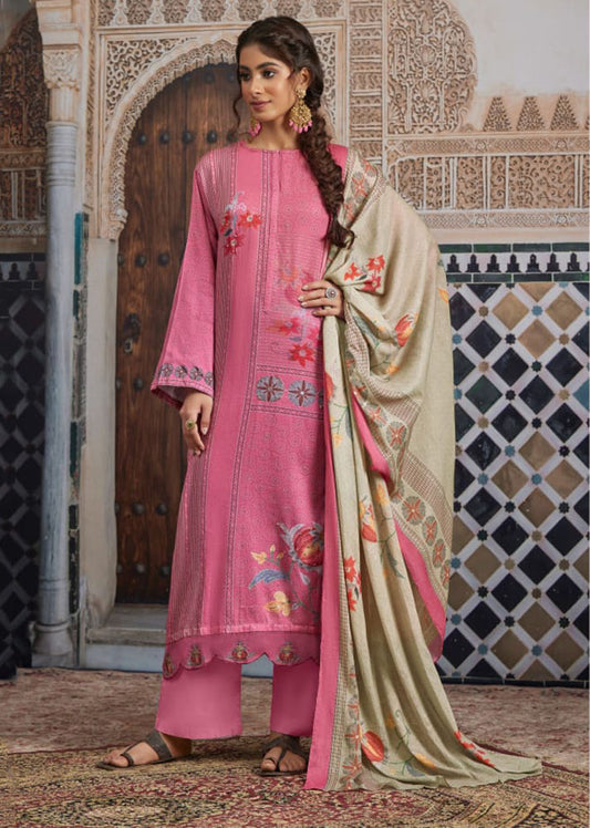 Sahiba Pure Cotton Satin Pink Salwar Suit Dress Material for Women
