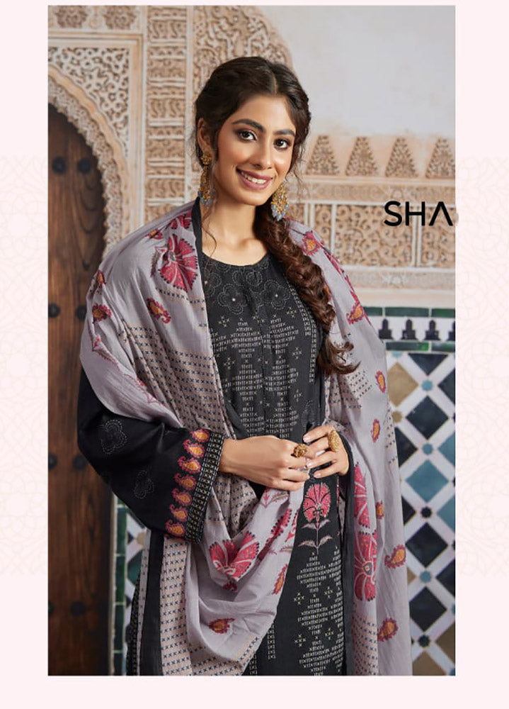 Sahiba Pure Cotton Satin Black Salwar Suit Dress Material for Women Sudriti Sahiba