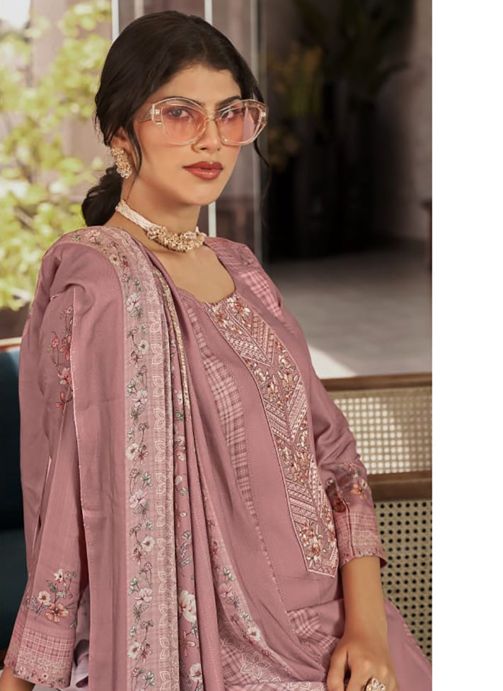 Pashmina Unstitched Winter Salwar Suit Material with Neck Embroidery