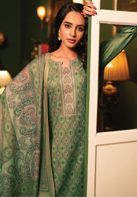 Rivaa Green Unstitched Pashmina Winter Suits Dress Material for Ladies Rivaa