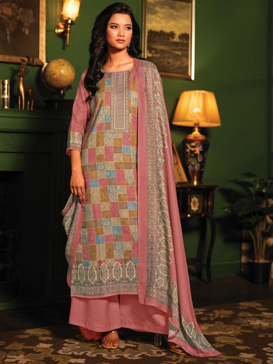 Printed Pashmina Unstitched Winter Suit Dress Materials for Women