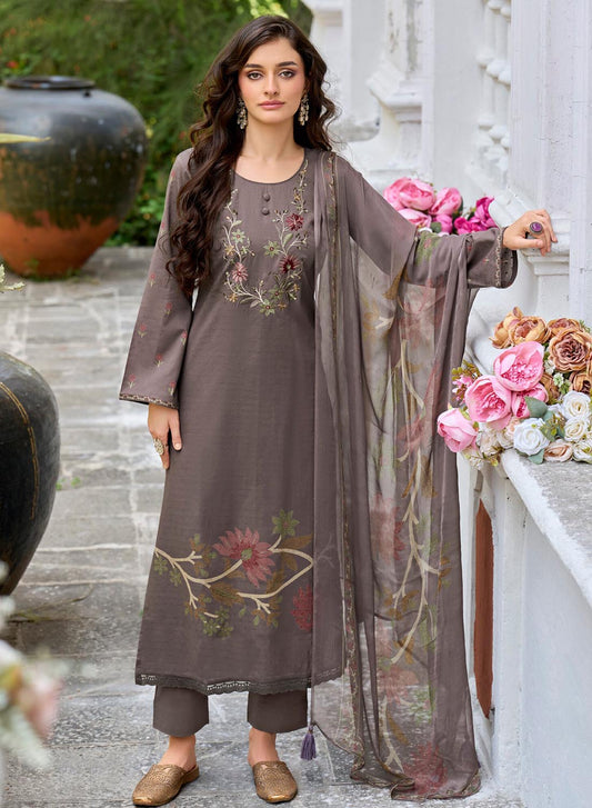 Women’s Unstitched Cotton Salwar Suit Material with Chiffon Dupatta