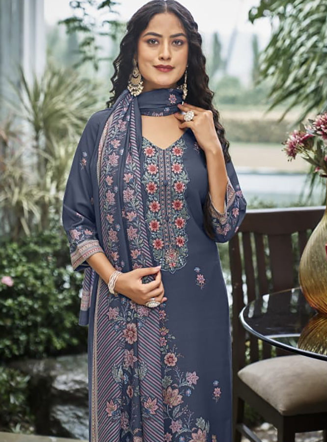 Latest Cotton Satin Unstitched Salwar Suit Dress Material for Women