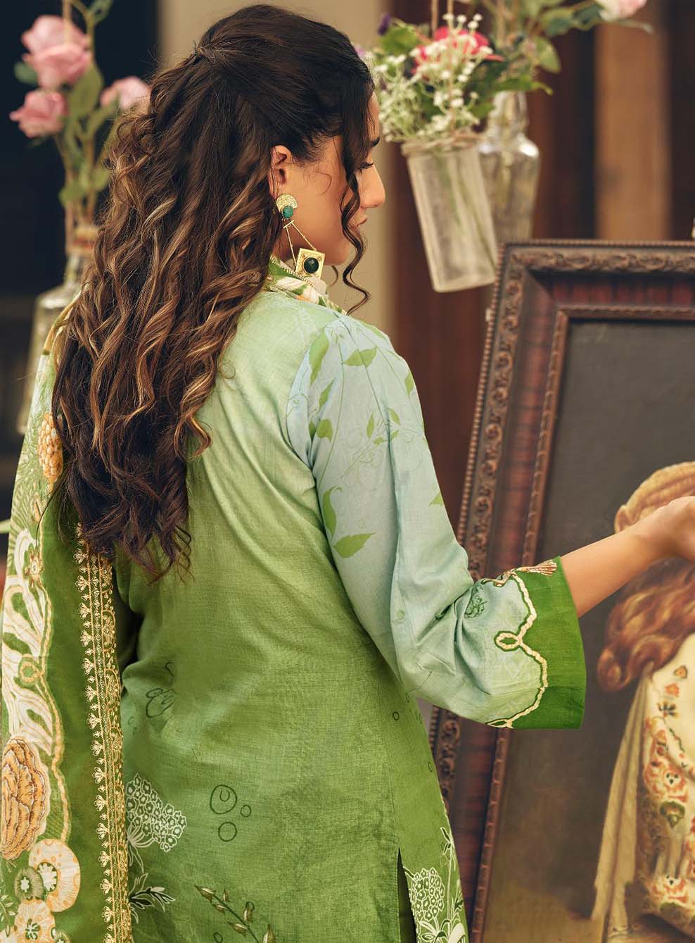 Cambric Cotton Pakistani Print Unstitched Suit Fabric with Embroidery