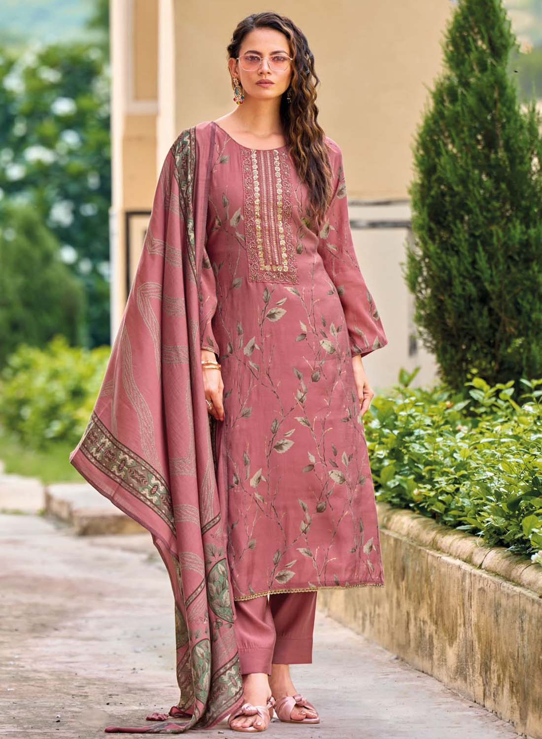 Party Wear Muslin Unstitched Salwar Suit Set with Fancy Hand Work