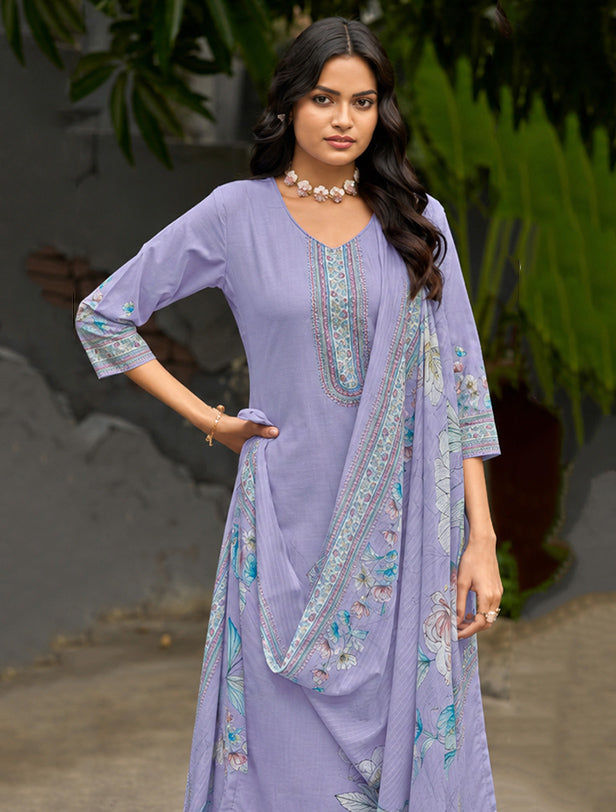 Floral Printed Unstitched Cotton Suit Dress Material for Women
