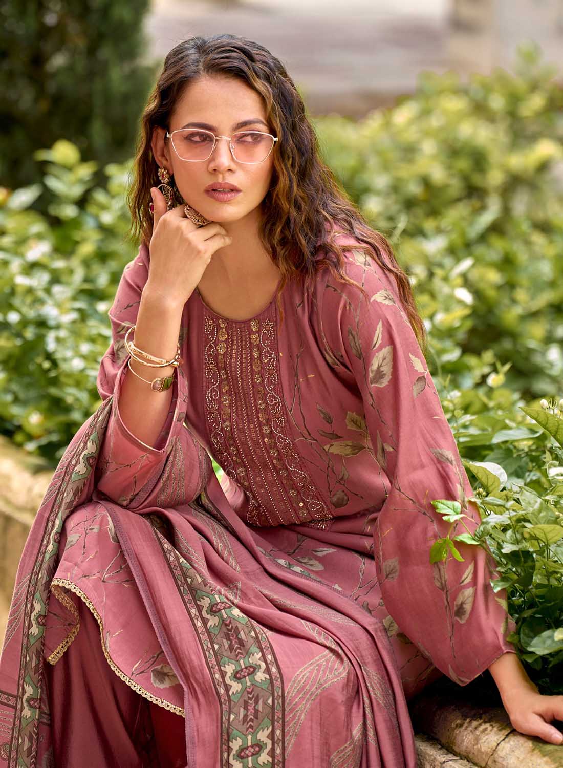 Party Wear Muslin Unstitched Salwar Suit Set with Fancy Hand Work