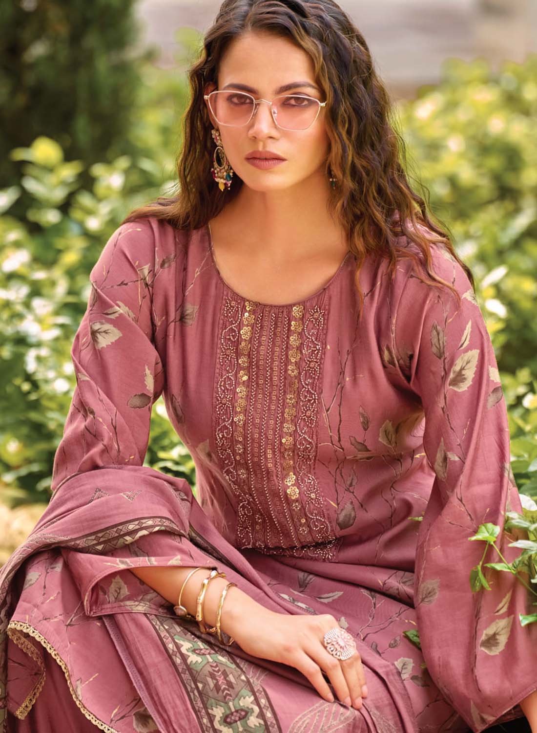 Party Wear Muslin Unstitched Salwar Suit Set with Fancy Hand Work