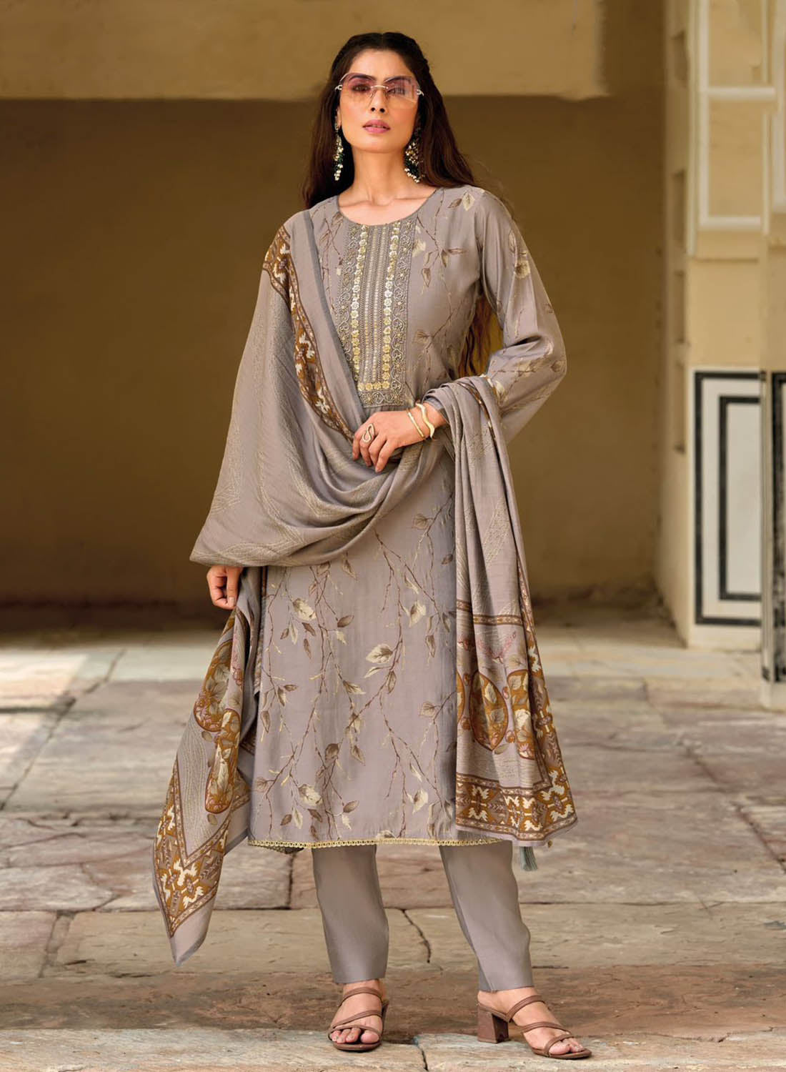 Party Wear Pure Muslin Unstitched Salwar Suit Set Dress Material
