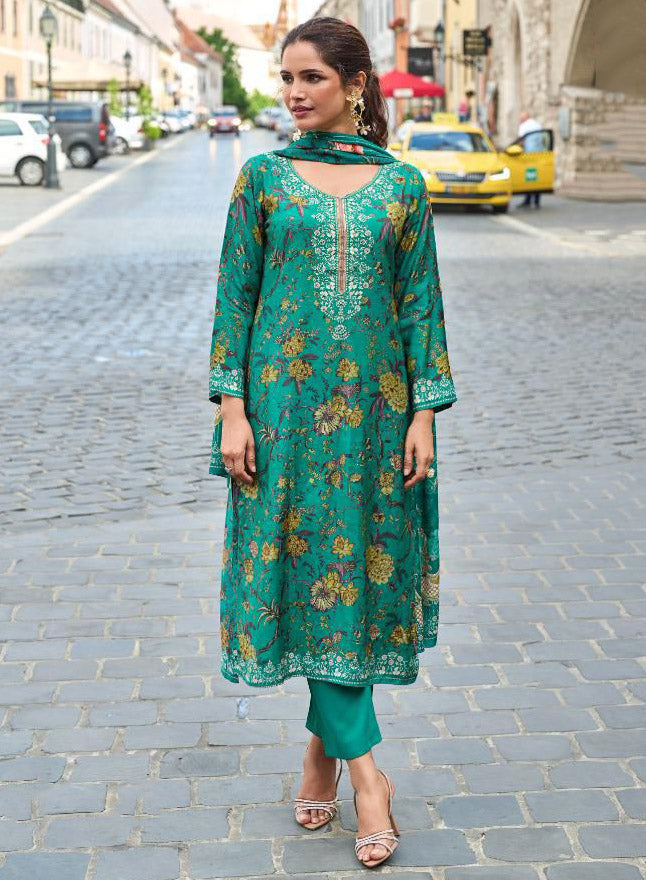 Pure Muslin Party Wear Unstitched Salwar Suit Material for Women