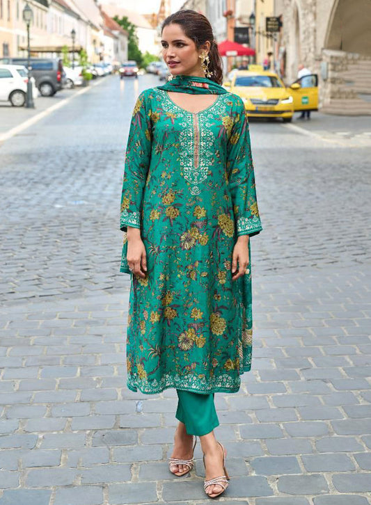 Pure Muslin Party Wear Unstitched Salwar Suit Material for Women