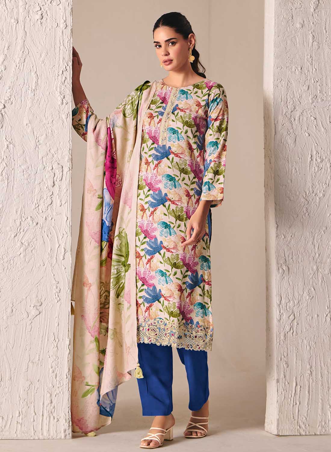 Women's Unstitched Pashmina Winter Salwar Suit Set Dress Materials