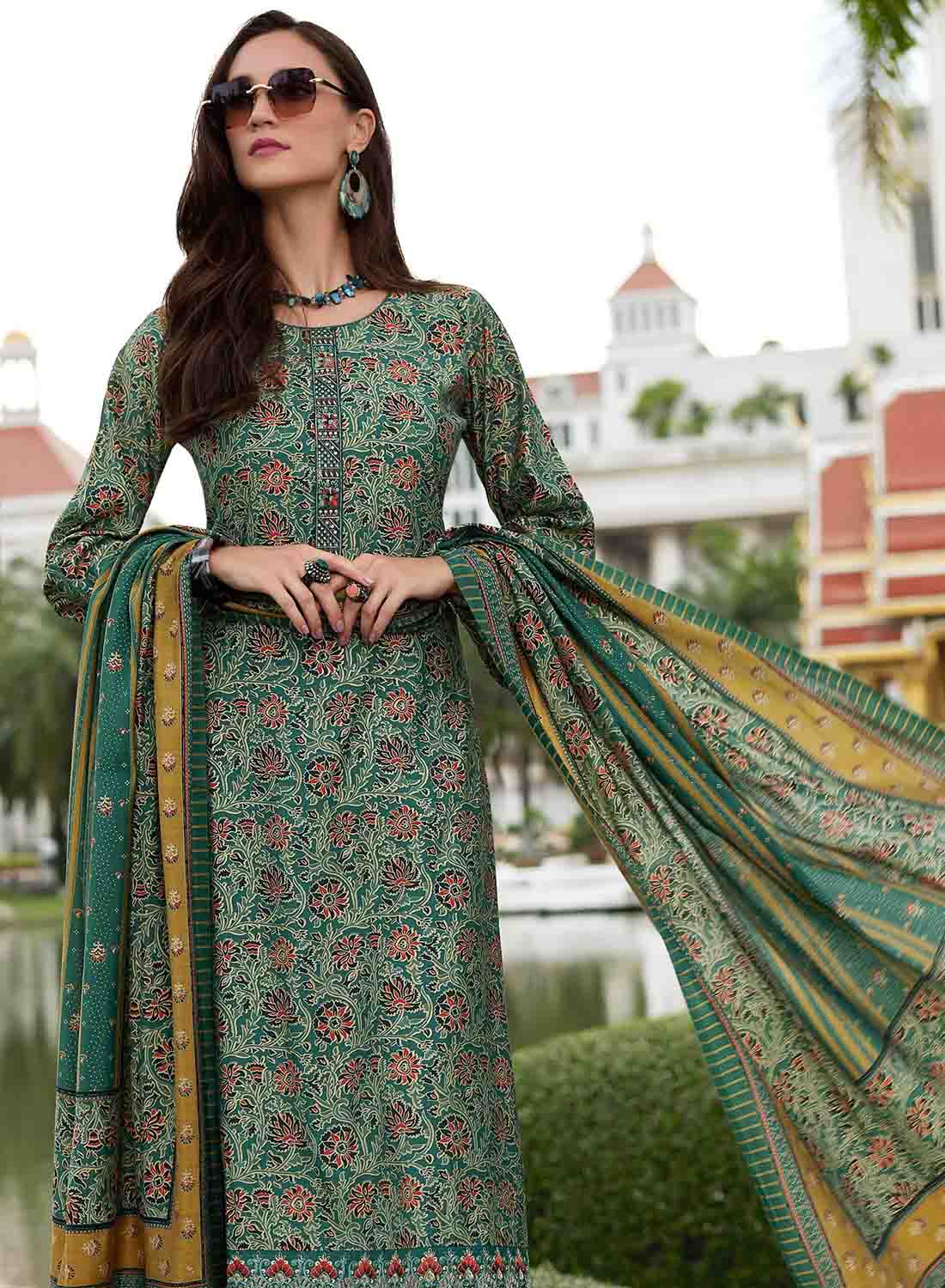 Women's Pure Viscose Muslin Unstitched Suit Material with Embroidery