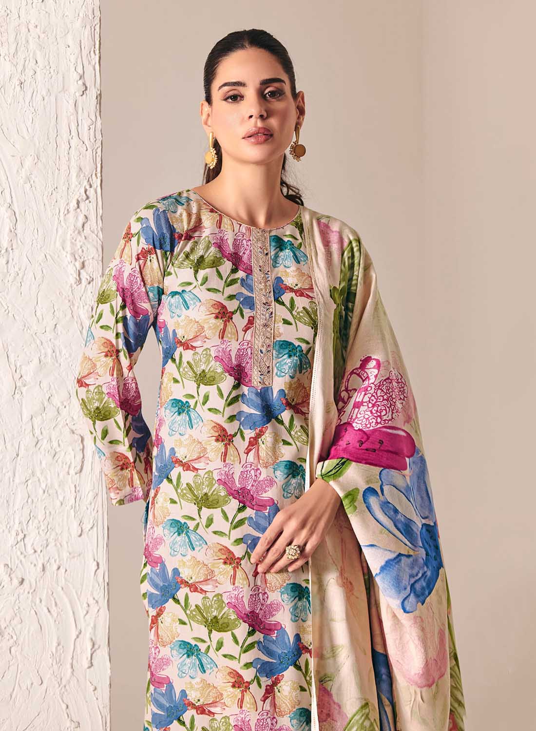 Women's Unstitched Pashmina Winter Salwar Suit Set Dress Materials