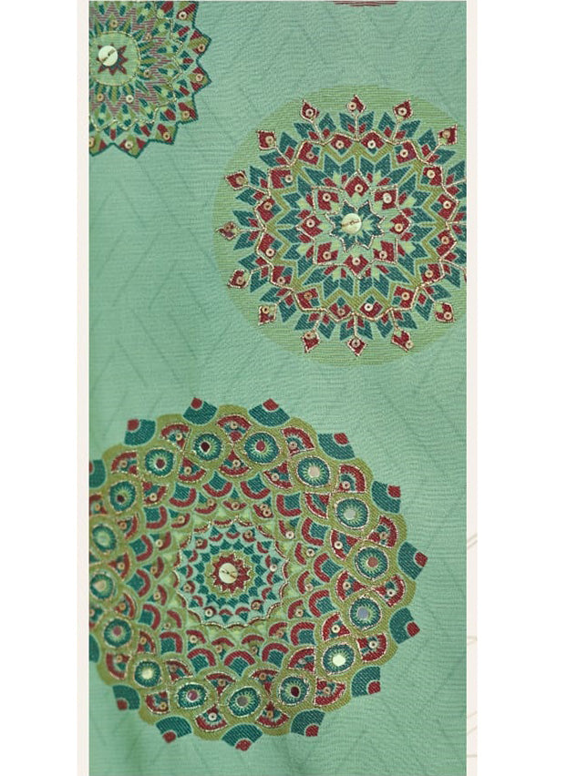 Party Wear Muslin Shimmer Unstitched Suit Material with Hand Work
