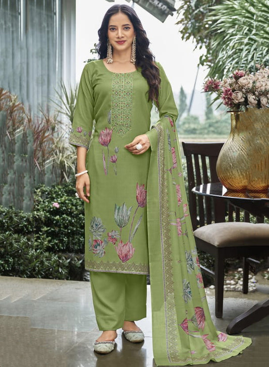 Soft Cotton Satin Unstitched Salwar Suit Dress Material for Women