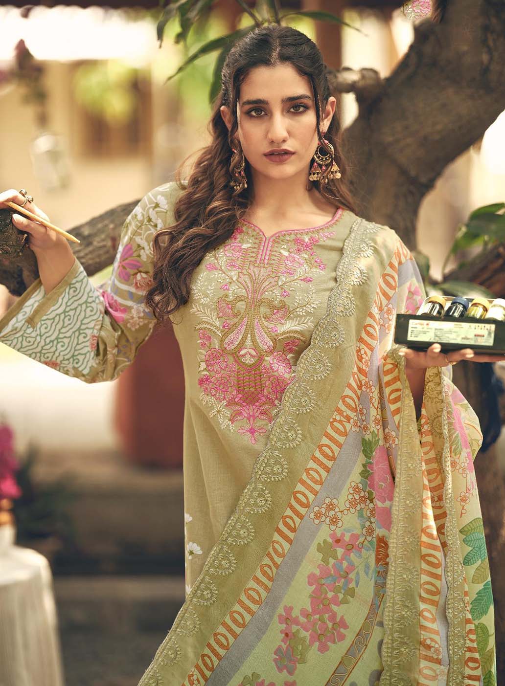 Cambric Cotton Pakistani Print Unstitched Suit Dress Material Embroidered
