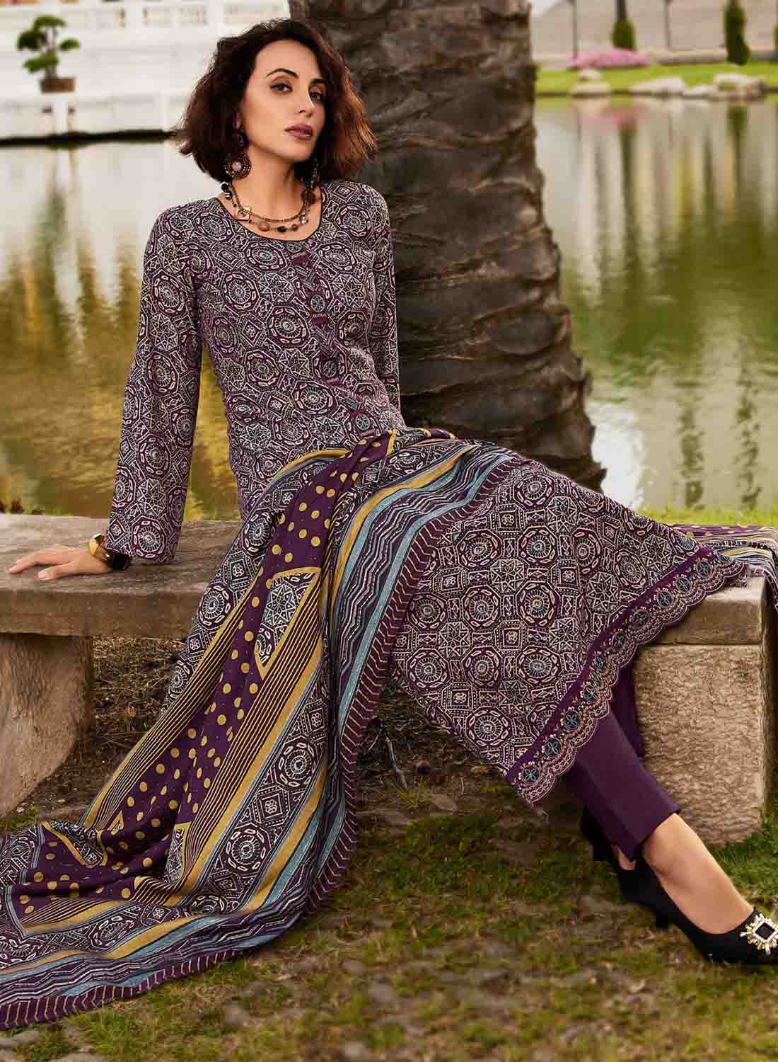 Pure Viscose Muslin Unstitched Suit Dress Material with Embroidery